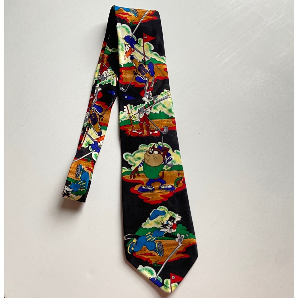 Vintage Looney Tunes Mania Neck Tie Men Golf Accessory Bugs Bunny Taz 1993